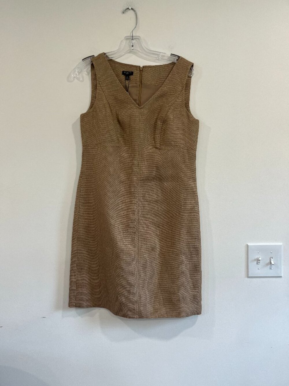 Talbots Petite Size 8P Bonze Metallic Linen Lined Dress Women NWT
